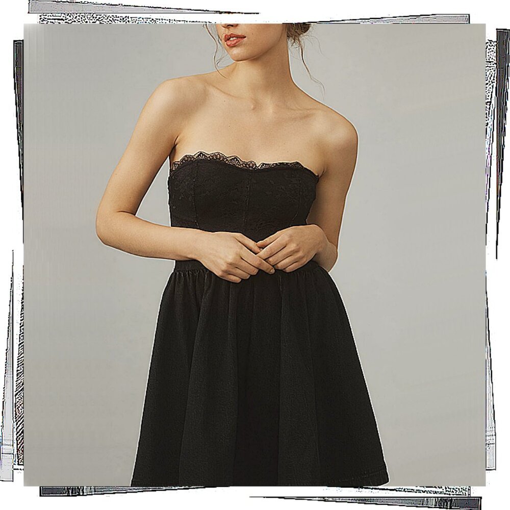Anthropologie Black Strapless Tulle Dress - Picture 6 of 10